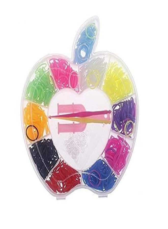 Qwick Click Fruit Shape DIY Loom Band Kit with Colorful Rubber Bands Rainbow Color Rubber Loom Bands Refills Kit Set Storage Box for Kids Party DIY Crafting Bracelets Toys Gifts, Multicolor - Image 1